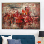 Large Abstract Red Paintings On Canvas Acrylic Impressionist Art Modern Wall Art Cityscape Painting Textured Art Hand Painted Artwork | RED CITYSCAPE