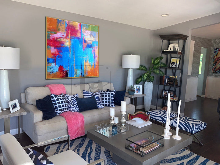 Abstract Painting in Multicolored, Rainbow and Blue | RAINBOW - trendgallery.ca