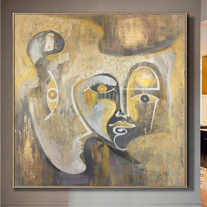Gold Painting Brown Painting Art Painting Abstract Oil Canvas Painting | FACES OF LIGHT - trendgallery.ca