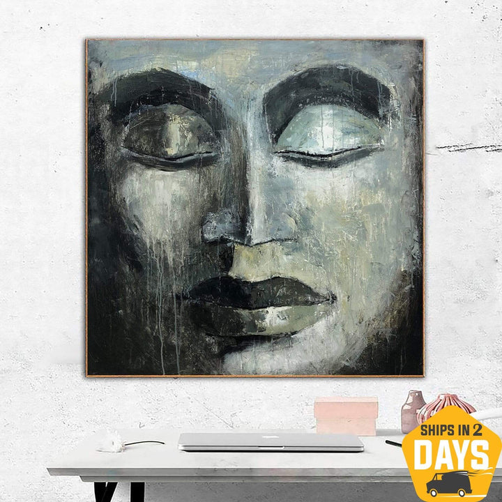 Buddhism Wall Art Buddha Painting Canvas Indian Religion Painting Gautam Buddha Canvas Meditation Siddhartha Painting Yoga Painting | ZEN 32"x32" - trendgallery.ca