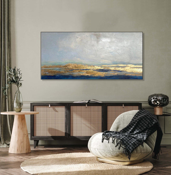 Large Acrylic Painting Ocean Paintings On Canvas Modern Wall Art Framed Living Room Wall Art Painting Landscape Wall Art Abstract Painting | WANDERING SMOKE