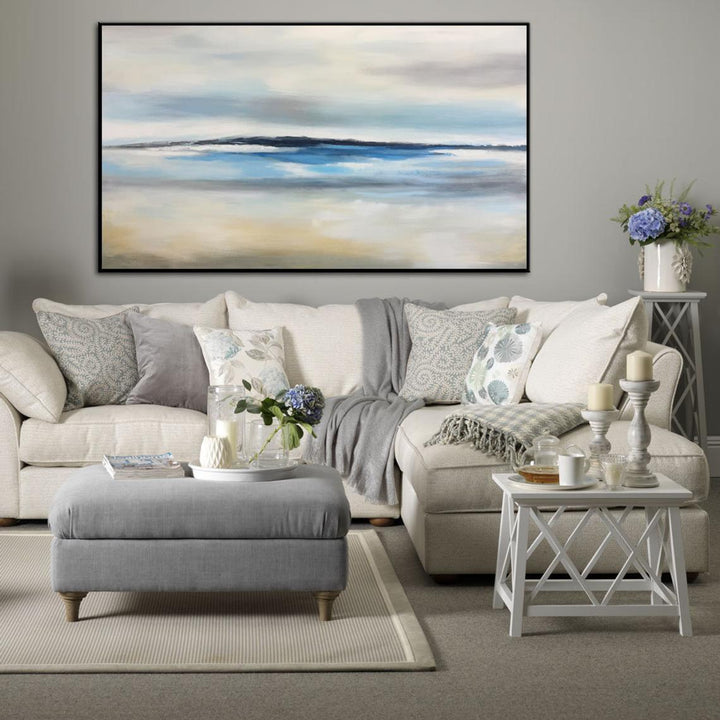 White Painting Blue Painting Abstract Acrylic Painting On Canvas | PIECE OF PARADISE - trendgallery.ca