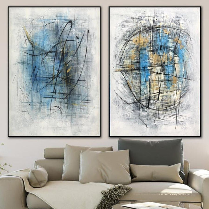Large Original Abstract Set of 2 White Paintings On Canvas Wall Art Unique Wall Art Modern Wall Decor | WINTER WAYS - trendgallery.ca