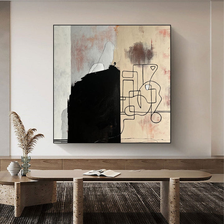 Abstract Black And White Paintings on Canvas, Original Minimalist Artwork Modern Contemporary Art is the best for Home and Office decor | THE HIDDEN PATH