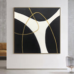 Abstract Black And White Wall Art Minimalist Paintings On Canvas Abstract Golden Lines Art Wall Painting Modern Fine Art | GOLDEN ROUTH