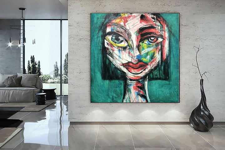 Large Cubist Painting Original Pop Art Painting Original Woman Face Painting Pop Art Creative Painting | LADY BIRD - trendgallery.ca