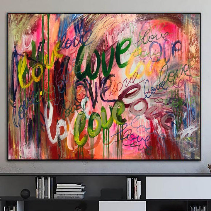 Large Abstract Colorful Love Painting On Canvas Original Texture Painting Modern Oil Artwork Contemporary Art | LOVE GRAFFITI - Trend Gallery Art | Original Abstract Paintings