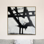 Original Abstract Black and White Paintings on Canvas, Textured Franz Kline Style Painting, Modern Minimalist Artrowk for Home Wall Decor | ALTER BRIDGE