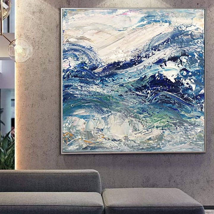 Large Ocean Waves Painting Seascape Canvas Blue Painting Wall Art Abstract Canvas Art Abstract Blue Waves Painting Wall Decor | PUZZLE OF THE SEAS