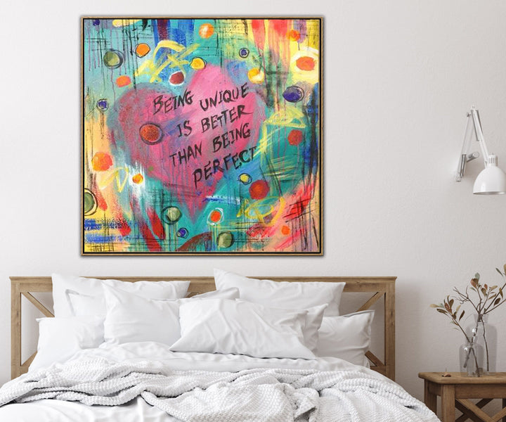 Oversized Colorful Flowers Heart Painting On Canvas Abstract Wall Art Modern Wall Decor | BEING UNIQUE - trendgallery.ca