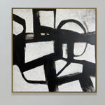 Abstract Black and White Paintings on Canvas, Original Franz Kline Style Painting, Textured Minimalist Artrowk Modern Wall Decor for Home | BLACK HONEYCOMBS