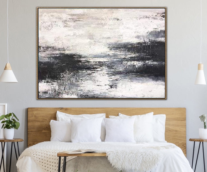 Abstract Oil Painting Oversized Artwork Black And White Painting On Canvas | FOGGY MORNING - trendgallery.ca