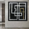 Abstract Black And White Paintings On Canvas Minimalist Art Vivid Colors Modern Oil Hand Painted Art Living Room Decor | GEOMETRIC LABYRINTH - trendgallery.ca