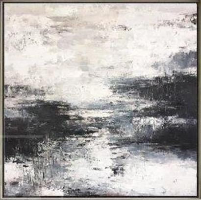 Abstract Painting Large Canvas Art Original Black White Wall Art Texture | FOGGY MORNING - trendgallery.ca