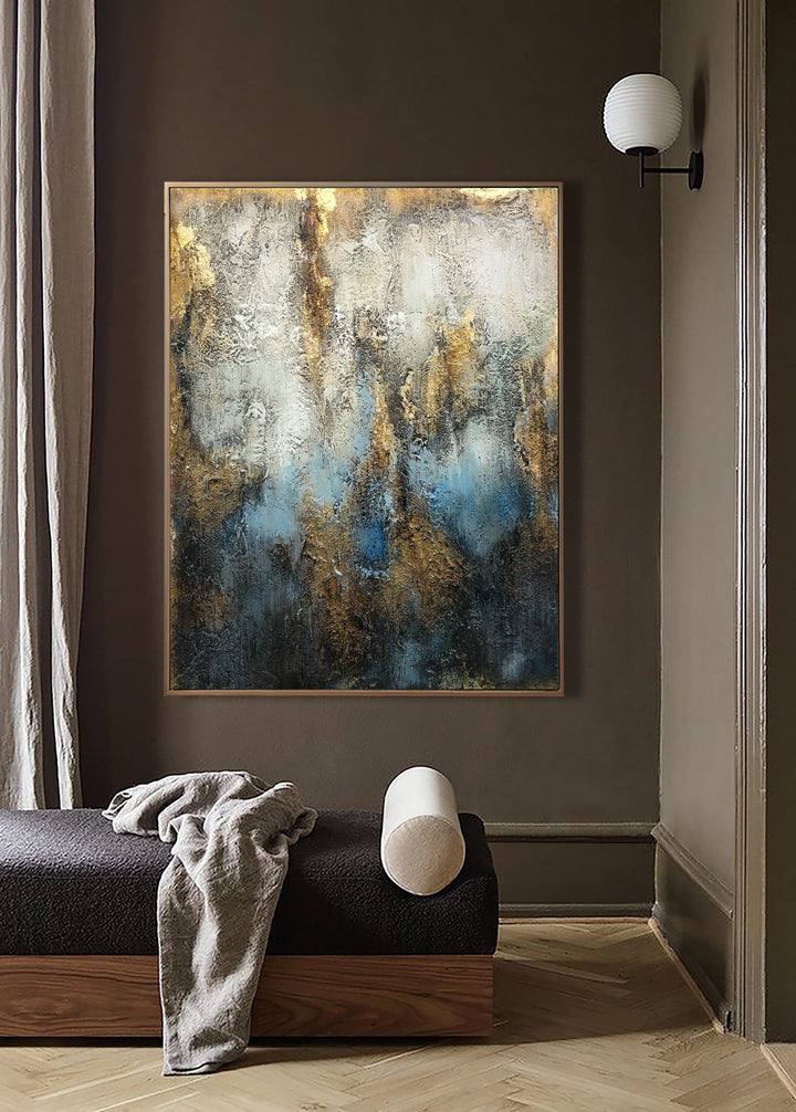 Abstract Painting on Canvas Gold Leaf Wall Art Heavy Textured Artwork Pasty Painting Wall Art 40x30 Art for Lake House Wall Art | GRACE - trendgallery.ca
