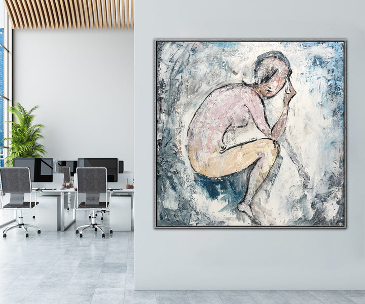 Abstract Painting Canvas Thinker Painting Oil Female Body Painting Modern Large Abstract Naked Woman Body Modern Artwork Wall Decor | NAKED THINKER - trendgallery.ca