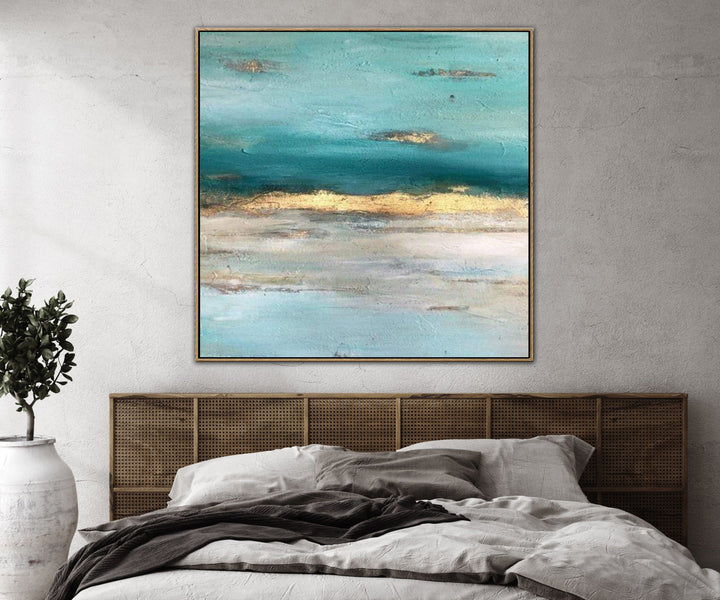Oversize Canvas Sunset Painting Acrylic Ocean Wall Art Turquoise Oil Canvas Fine Art Wall Decor | SUNSET OVERDRIVE - trendgallery.ca