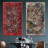 Jackson Pollock Style Paintings Set Of 2 Abstract Colorful Wall Art Modern Fine Art Original Texture Paintings Set | SCARLET BLOSSOM - trendgallery.ca