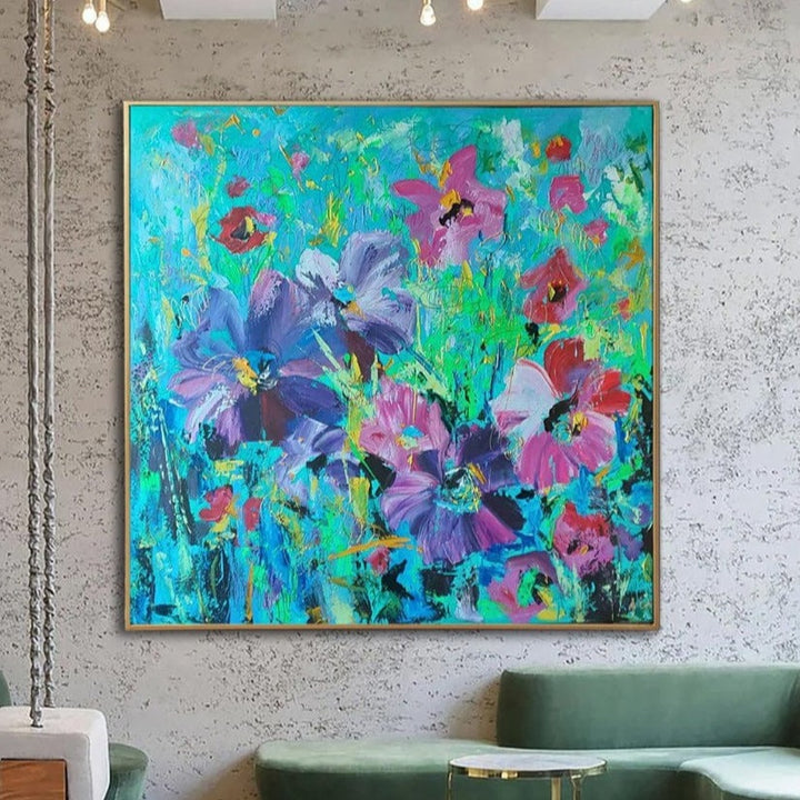 Large Abstract Colorful Flowers Paintings on Canvas Original Floral Art Contemporary Art Modern Textured Painting | FLORAL RESONANCE - trendgallery.ca