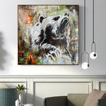 Abstract Bear Acrylic Painting Original Animal Wall Art Colorful Wild Artwork Impasto Painting Hand Painted Art | BEAR ROAR