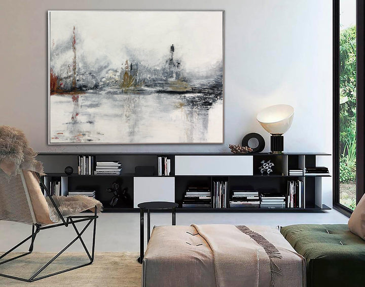 Large Abstract Paintings On Canvas In Gray And White Colors Original 40x60 Wall Art Modern Mountings Painting Neutral Wall Art | TOWN SQUARE - trendgallery.ca