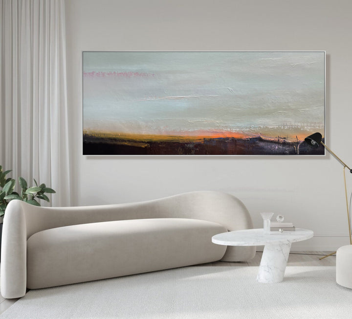 Large Beige Oil Paintings On Canvas Custom Acrylic Painting Original Unique Wall Art for Home Decor | DEPTH OF NATURE 231 20.8"x49.2"