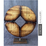 Original Round Wood Sculpture Abstract Coin Table Statue Creative Desktop Art Wood Desktop Art | DEPTH 16"x14.5"