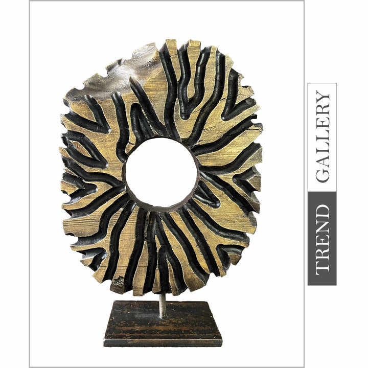 Original Wood Sculpture Hand Carved Round Statue Abstract Anthill Creative Desktop Art Table Decor | SYNERGY 15.7"x10.2" - Trend Gallery Art | Original Abstract Paintings