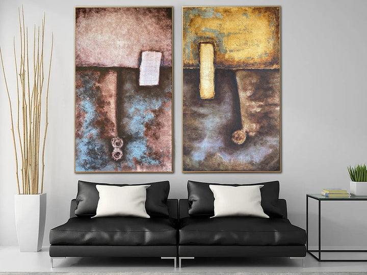 Large Abstract Set Of 2 Original Paintings On Canvas Modern Rich Textured Painting Contemporary Art Oil Painting | ALLURING DUST - trendgallery.ca