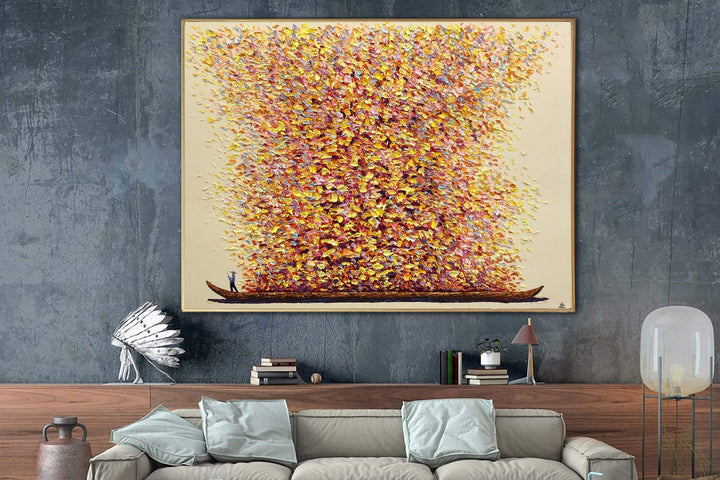 Abstract Colorful Painting on Canvas Original Boat Wall Art Impasto Oil Artwork Painting 30x40 Art for Aesthetic Decor | GONDOLA