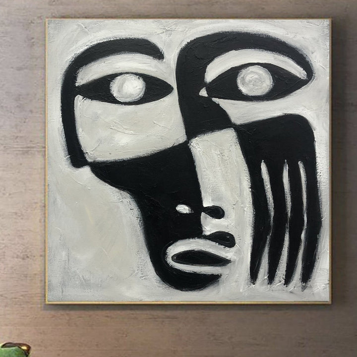 Abstract Face Painting Figurative Art Abstract Black and White Artwork Painting 32x32 Wall Art Contemporary Art Bedroom Decor | OBLIVION - trendgallery.ca