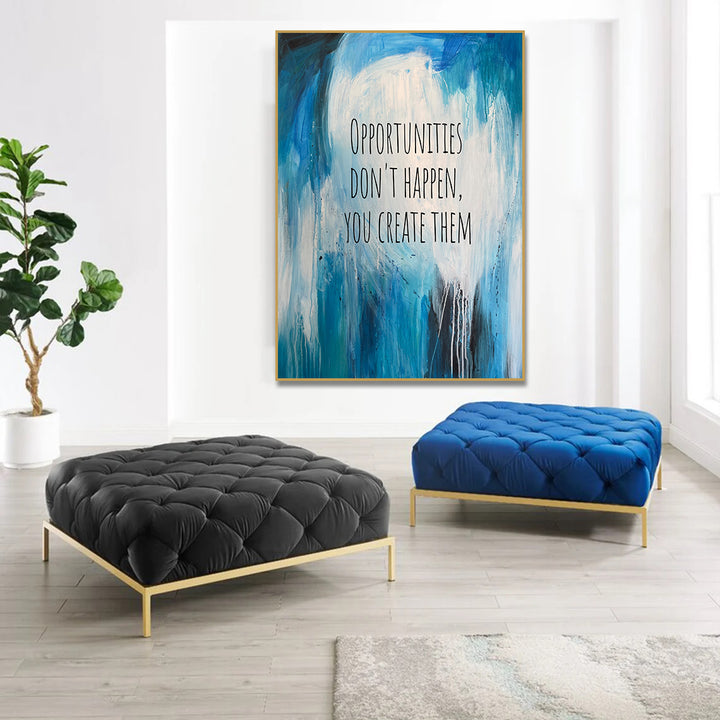 Original Light Blue Acrylic Painting Motivational Artwork Textured Modern Wall Art Decor for Home | OPPORTUNITIES - trendgallery.ca