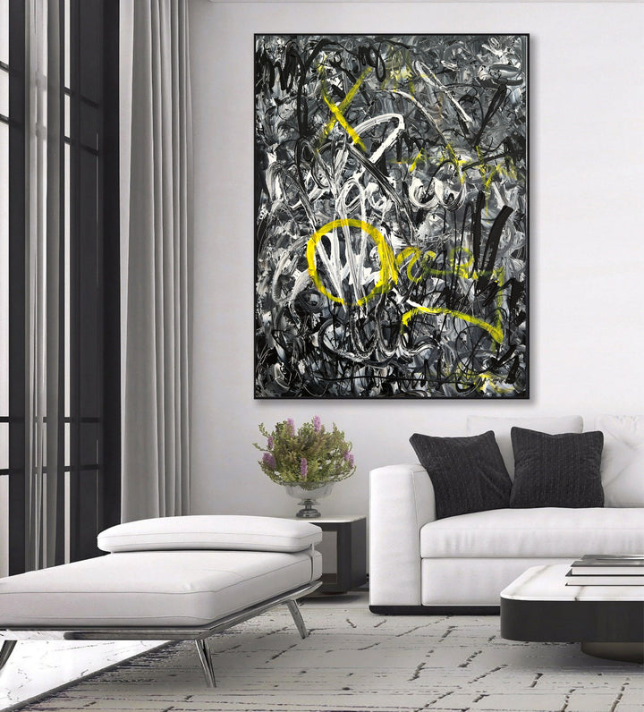 Large Abstract Grey Painting on Canvas, Textured Artwork, Urban Style Handmade Painting Original Artwork for Urban Wall decor | GRAY PACIFICA