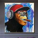 Large Monkey With Cigar Pop Art Painting On Canvas 50x50 Impasto Artwork Animal Canvas Art Monkey Abstract Painting  Wall Decor | MONKEY FUNKY