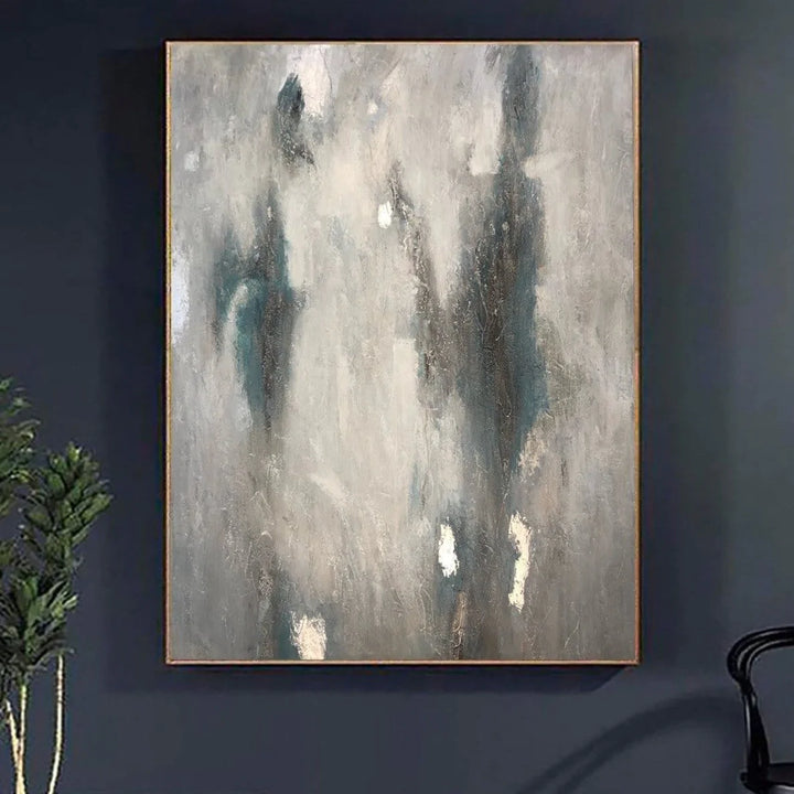 Large Gray Abstract Wall Art Aesthetic Painting 40x30 Expressionist Art Modern Decor Acrylic Painting New Apartment Gift Wall Decor | SILVER SPACE