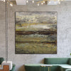 Abstract Oil Painting Landscape Wall Art Canvas Neutral Artwork Heavy Textured Painting Modern Acrylic Art Swamp Painting for Fireplace | MARSHLAND - trendgallery.ca