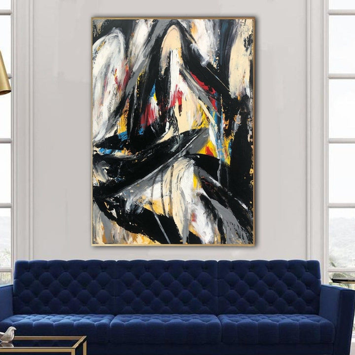 Abstract Painting on Canvas Dark Art Black Artwork Contemporary Wall Art 54x40 Art Brush Stroke Art Painting for Home Decor | ENERGY MIX - trendgallery.ca