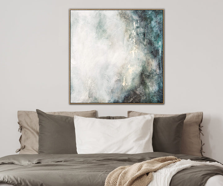Abstract White Painting Gray Painting Blue Canvas Art Sky Painting Textured Wall Art Feng Shui Painting Wall Decor | WATERFALL