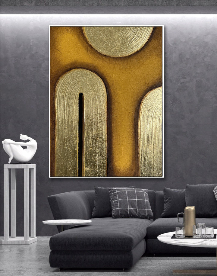 Original Abstract Gold Paintings On Canvas, Rich Textured Acrylic Painting, Modern Wall Art, Hand Painted Artwork | MERGE OF GOLD