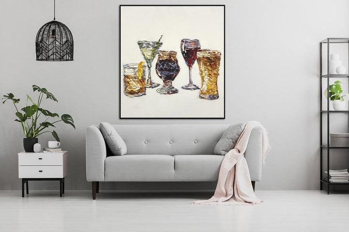 Large Alcoholic Cocktails Painting Colorful Glasses Oil Painting | FRIDAY NIGHT