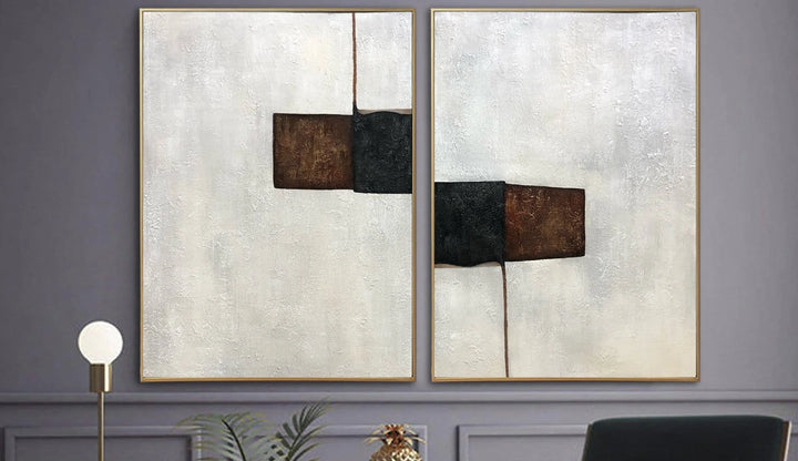 Large Minimalist Beige Diptych Paintings On Canvas Abstract Set Of 2 Paintings In Beige And Brown Colors Original Decor | CONTRACTIONARY RESEMBLANCE - trendgallery.ca
