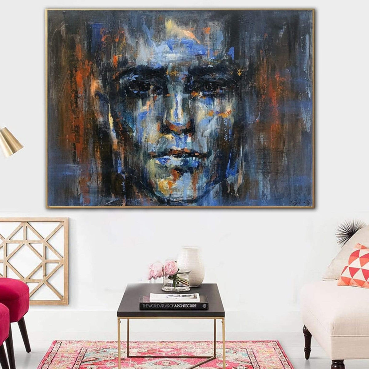 Abstract Portrait Paintings On Canvas Blue Figurative Art Acrylic Face ...