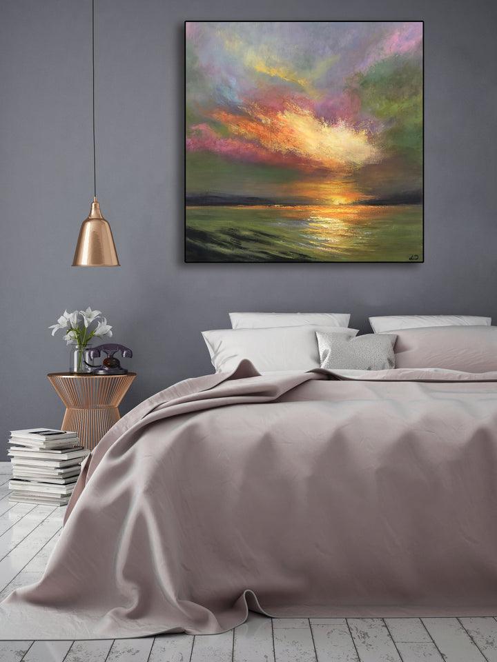 Abstract Colorful Sunset Acrylic Painting Original Seascape Modern Wall Art for Living Room Decor | AWAKENING - trendgallery.ca