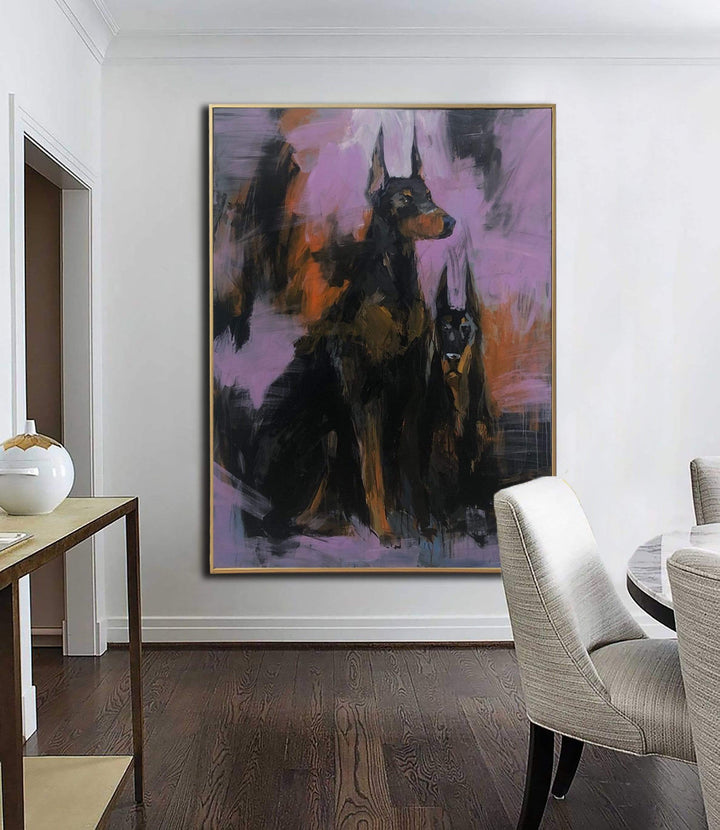 Large Abstract Doberman Painting Canvas Dog Painting Very Peri Wall Art Modern Oil Wall Art Abstract Expressionism Art Luxury Artwork | DOBERMANS 54"x40"