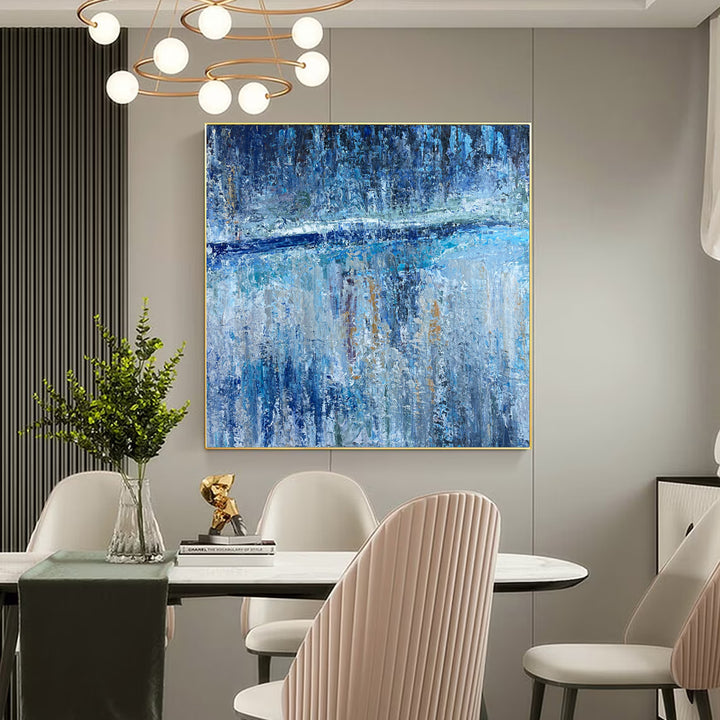 Abstract Seascape Painting On Canvas Original Blue Wall Art Modern Artwork for Living Room | OCEAN FRONTIER