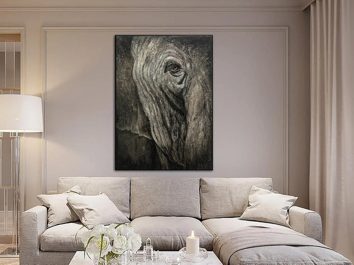 Large Abstract Elephant Paintings On Canvas Gray Animal Fine Art Original Acrylic Painting Expressionism Animal Art | GRAY GIANT - trendgallery.ca