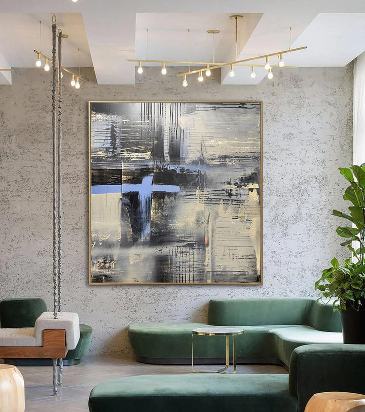 Large Abstract Grey Paintings On Canvas Original Textured Painting Creative Handmade Wall Art Oil Painting | ASSOCIATION 39 39"x35"