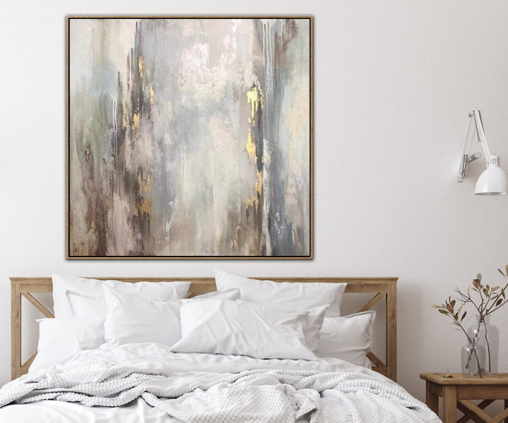 Abstract Oil Painting Oversized Painting Gray Painting Gold Leaf Painting | SPRING THAW - trendgallery.ca