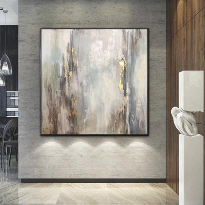 Abstract Paintings On Canvas Original Gray Painting Original Gold Leaf Painting | SPRING THAW - trendgallery.ca