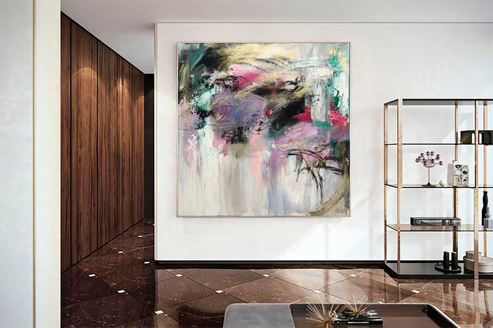 Extra Large Abstract Colorful Acrylic Painting On Canvas Beige Fine Art Modern Oil Painting Handmade Wall Art | BRIGHT MORNING
